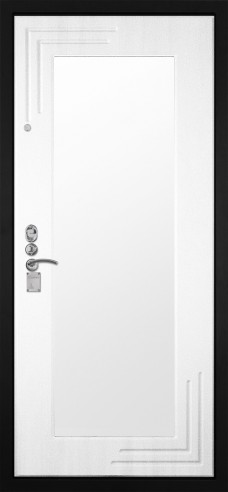 Входная дверь ГРАНИТ T3 с зеркалом - 019 Белый ясень 18 мм