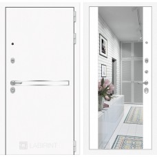 Входная дверь LINE WHITE с широким зеркалом - Белый софт