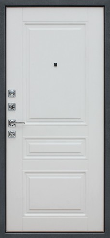 Стальная дверь «Техно XN 91 U» Букле графит/Белый матовый